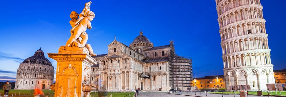 Rejser til Pisa, pladsen med det skæve tårn og domkirken